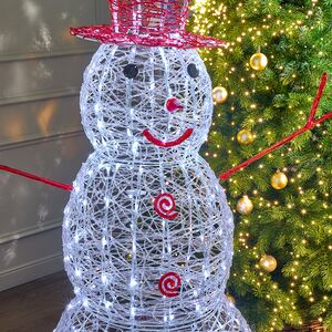 Светодиодная фигура Снеговик в красной шляпе 150 см, 300 холодных белых LED ламп, IP44 Winter Deco фото 2
