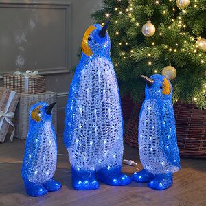 Набор светодиодных фигур Семейство Императорских Пингвинов 34-64 см, 144  холодных белых LED ламп, IP44