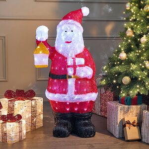 Светодиодная фигура Санта Клаус с фонарем 95 см, 160 холодных белых LED ламп, акрил, IP44