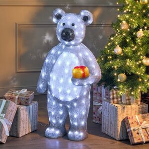 Светодиодная фигура Медведь с подарочком 90 см, 160 белых LED ламп, акрил, IP44 Winter Deco фото 5