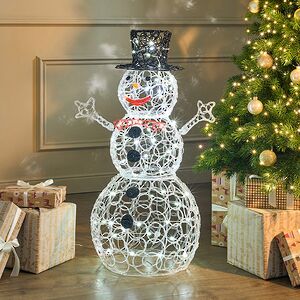 Светодиодная фигура Снеговик в черной шляпе 90 см, 80 холодных белых LED ламп, акрил, IP44 Winter Deco фото 3