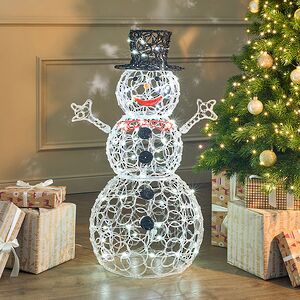 Светодиодная фигура Снеговик в черной шляпе 90 см, 80 холодных белых LED ламп, акрил, IP44