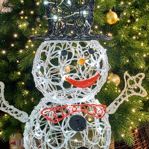 Светодиодная фигура Снеговик в черной шляпе 90 см, 80 холодных белых LED ламп, акрил, IP44 Winter Deco фото 2