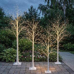 Светодиодное дерево Березка Balbeggi заснеженное, теплые белые LED лампы, IP44