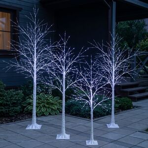Светодиодное дерево Березка Balbeggi заснеженное, холодные белые LED лампы, IP44