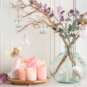 Светодиодная свеча с имитацией пламени 18 см, розовая восковая, батарейка Peha (Пеха) фото 3