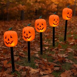 Набор садовых светильников на солнечной батарее Solar Pumpkins 37 см, 5 теплых белых LED ламп, 5 шт, IP44 Winter Deco фото 5