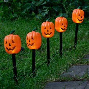 Набор садовых светильников на солнечной батарее Solar Pumpkins 37 см, 5 теплых белых LED ламп, 5 шт, IP44 Winter Deco фото 4