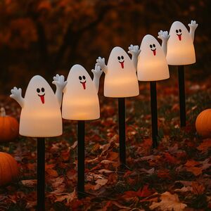 Набор садовых светильников на солнечной батарее Solar Ghost 37 см, 5 теплых белых LED ламп, 5 шт