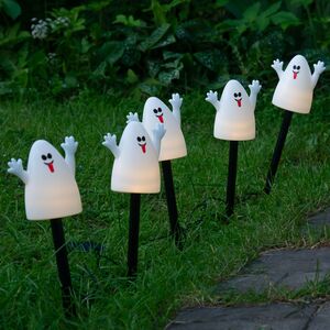 Набор садовых светильников на солнечной батарее Solar Ghost 37 см, 5 теплых белых LED ламп, 5 шт