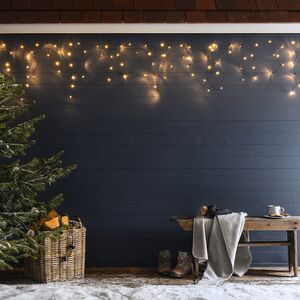 Светодиодная гирлянда Бахрома Profi Rubber 3.1*0.9 м, 168 теплых белых LED ламп, мерцание, черный КАУЧУК+ПВХ, соединяемая, IP65 Winter Deco фото 2