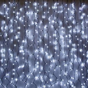 Светодиодная гирлянда занавес Profi Rubber 2*3 м, 600 холодных белых LED ламп, черный КАУЧУК+ПВХ, соединяемая, IP65