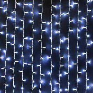 Светодиодная гирлянда занавес Profi Rubber 2*3 м, 600 холодных белых LED ламп, белый КАУЧУК+ПВХ, соединяемая, IP65