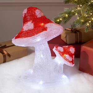 Светодиодная фигура Сказочные Мухоморы 25 см, 20 холодных белых LED ламп, на батарейках, IP44