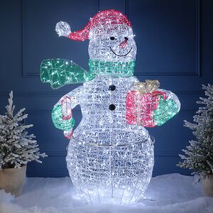 Светодиодная фигура Снеговик с Подарками 180 см, 1000 холодных белых LED ламп с мерцанием, IP67 (Winter Deco, Россия). Артикул: 4080242