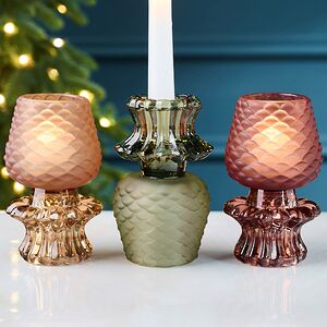 Стеклянные подсвечники Bodyam - Сосновая Шишка 13 см, двухсторонние, 3 шт EDG (ЭДГ) фото 4