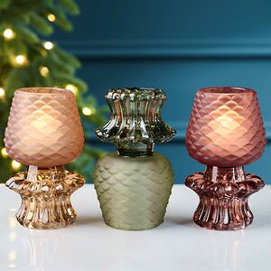 Стеклянные подсвечники Bodyam - Сосновая Шишка 13 см, двухсторонние, 3 шт EDG (ЭДГ) фото 2