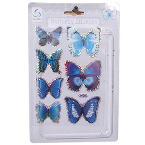 Наклейки Зимние Бабочки объемные, 7 шт, сине-голубой ShiShi фото 2