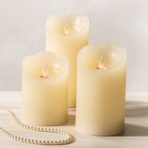 Набор восковых светодиодных свечей Живое Пламя 10-15 см, 3 шт, с пультом управления, кремовый, на батарейках Kaemingk (Кейминг) фото 6