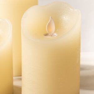 Набор восковых светодиодных свечей Живое Пламя 10-15 см, 3 шт, с пультом управления, кремовый, на батарейках Kaemingk (Кейминг) фото 4