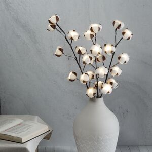 Светящаяся ветка для декора Хлопок 76 см, на батарейках (Kaemingk, Нидерланды). Артикул: 480065