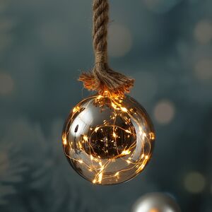 Подвесной светильник на канате Копенгаген 80*10 см 15 микро LED ламп, на батарейках, стекло (Kaemingk, Нидерланды). Артикул: 480356