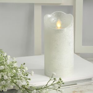 Светодиодная свеча Живое Пламя 15 см серебряная восковая, батарейки, таймер (Kaemingk, Нидерланды). Артикул: 480600