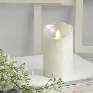 Светодиодная свеча Живое Пламя 12.5 см серебряная восковая на батарейках, таймер (Kaemingk, Нидерланды). Артикул: 480607