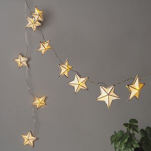 Светодиодная гирлянда для дома Бумажные Звездочки Берти 3.8 м 20 теплых белых LED ламп, прозрачный ПВХ, IP20 (Kaemingk, Нидерланды). Артикул: 481892