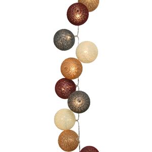 Светодиодная гирлянда Шарики из ниток Шоколад 90 см 20 теплых белых LED ламп, прозрачный ПВХ, на батарейках, IP20 (Kaemingk, Нидерланды). Артикул: 482029