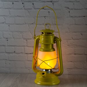 Декоративный светильник с имитацией пламени Сакромонте 25 см горчичный на батарейках, металл (Kaemingk, Нидерланды). Артикул: ID57352