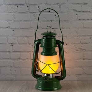 Декоративный светильник с имитацией пламени Сакромонте 25 см зеленый на батарейках, металл (Kaemingk, Нидерланды). Артикул: ID57354