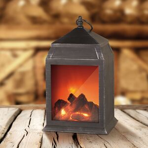 Декоративный светильник - фонарь Вечерний Камин 27 см черный с серебром, на батарейках (Kaemingk, Нидерланды). Артикул: 482539-2