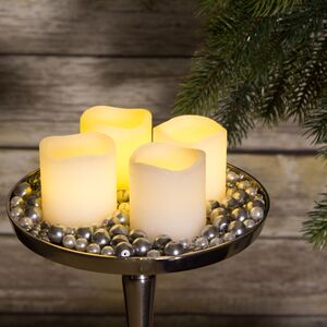 Набор восковых светильников свечей 5*4.7 см белые 4 шт на батарейках (Kaemingk, Нидерланды). Артикул: 482910