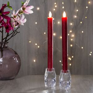 Набор восковых светильников свечей столовых 25 см красные 2 шт, на батарейках (Kaemingk, Нидерланды). Артикул: 482922
