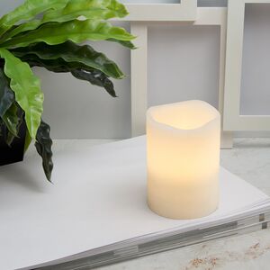 Светильник свеча восковая 10*7.5 см белая на батарейках, таймер (Kaemingk, Нидерланды). Артикул: 483373