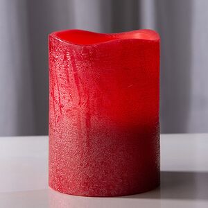 Светильник свеча восковая 10*7.5 см красная на батарейках, таймер