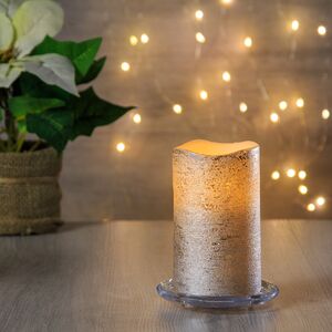 Светильник свеча восковая 12.5*7.5 см серебряная на батарейках, таймер (Kaemingk, Нидерланды). Артикул: 483386