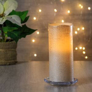 Светильник свеча восковая 17.5*7.5 см серебряная на батарейках, таймер (Kaemingk, Нидерланды). Артикул: 483387