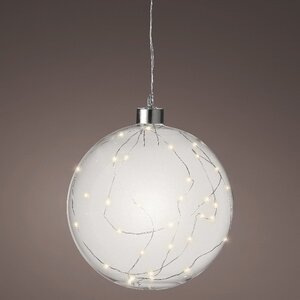 Декоративный подвесной светильник Шар Кристал 20 см, 40 теплых белых LED ламп, на батарейках, стекло Kaemingk фото 1