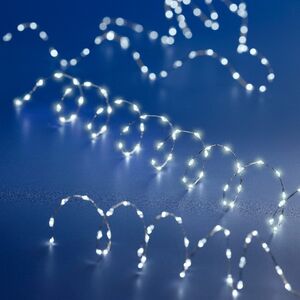 Светодиодная гирлянда Капельки Grande Extra Lights на батарейках 1 м, 66 холодных белых LED ламп, серебряная проволока, таймер, IP20 Koopman фото 1