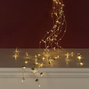 Гирлянда на батарейках Лучи Росы - Golden Vines 90 см, 64 теплые белые микро LED лампы, золотая проволока, IP20 (Kaemingk, Нидерланды). Артикул: 483850