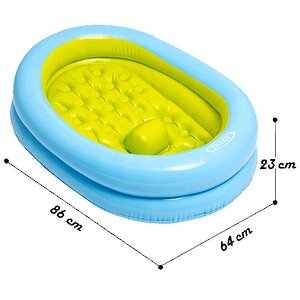 Надувной бассейн-ванночка для малышей 86*64*23 см, надувное дно, насос, клапан INTEX фото 3
