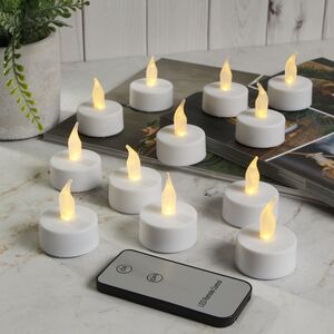 Чайная светодиодная свеча Henretta 12 шт с пультом управления, на батарейках (Kaemingk, Нидерланды). Артикул: 485223