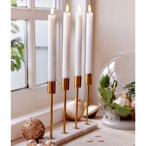 Столовая светодиодная свеча с имитацией пламени Стелла 24 см 2 шт, белая, батарейка (Kaemingk, Нидерланды). Артикул: 485281