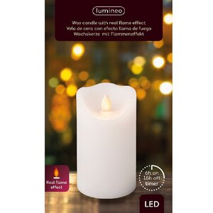 Светодиодная свеча с имитацией пламени Elody White 12 см, на батарейках, таймер (Kaemingk, Нидерланды). Артикул: ID75344