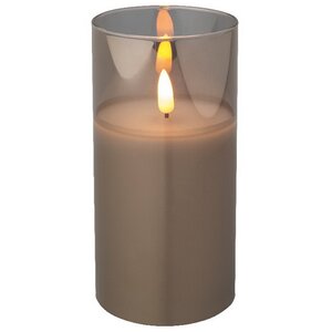 Светодиодная свеча в колбе с живым пламенем Одри 15 см в графитовом стакане, на батарейках Kaemingk фото 3