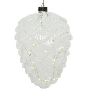 Подвесной светильник Шишка Crystal Bosse 21*15 см, 15 теплых белых LED ламп, на батарейках, стекло Kaemingk фото 2