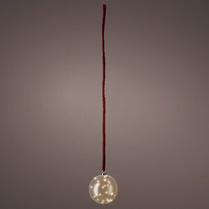 Подвесной светильник-шар Breze 10 см, 15 микро LED ламп, на батарейках, стекло Kaemingk фото 4