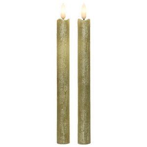 Столовая светодиодная свеча с имитацией пламени Стелла 24 см 2 шт золотая, на батарейках, таймер Kaemingk фото 4